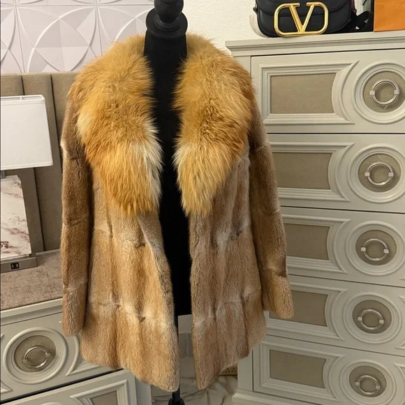 Real fur coat thick fox fur collar - Picture 1 of 10